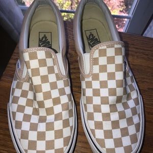 Vans Tan and White Checkerboard size 8.5/ 10